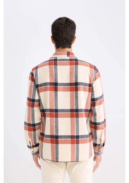 Regular Fit Kareli Flanel Uzun Kollu Gömlek E0989AX24WN