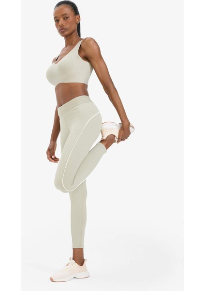 Fit Yüksek Bel Biye Detaylı Toparlayıcı Sporcu Tayt D7831AX25SP