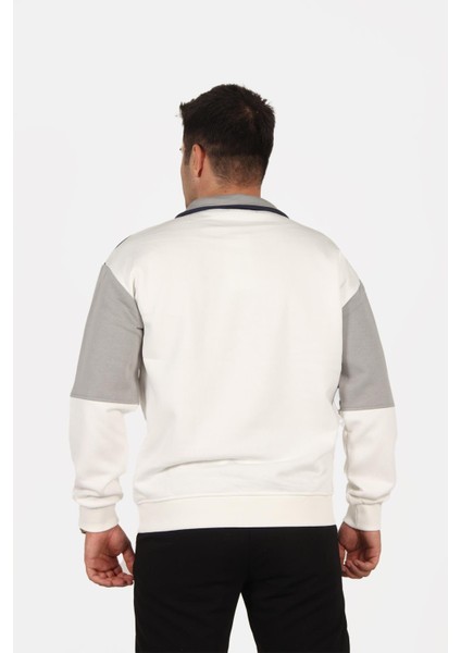 5719 Dik Yaka Yarım Fermuarlı Parçalı Üç Iplik Şardonlu Sweat modelleri