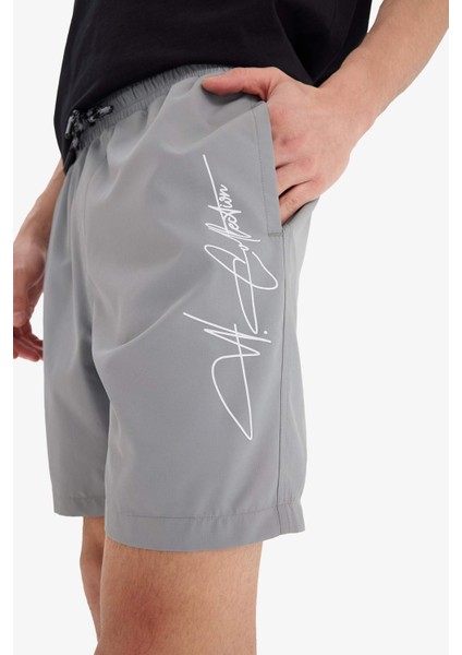 Regular Fit File Astarlı Kısa Boy Deniz Şortu B7255AX25HS