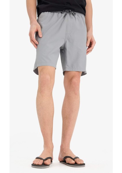 Regular Fit File Astarlı Kısa Boy Deniz Şortu B7255AX25HS