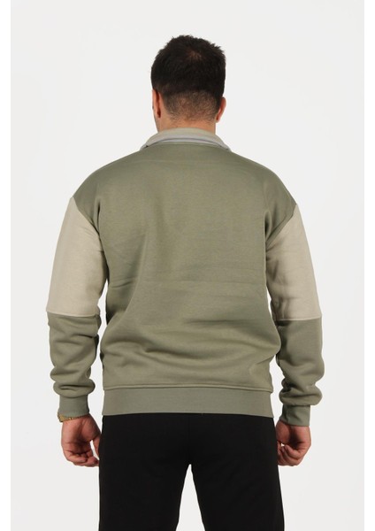 5719 Dik Yaka Yarım Fermuarlı Parçalı Üç Iplik Şardonlu Sweat modelleri