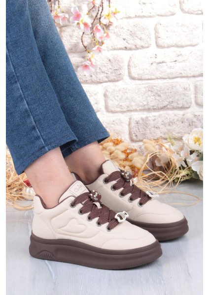 Getto Emoji Süs Detaylı Rahat Hafif Kalın Taban Kadın Sneaker Ayakkabı