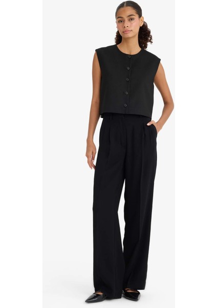 Bisiklet Yaka Basic Düz Düğmeli Blazer Yelek E0571AX24AU