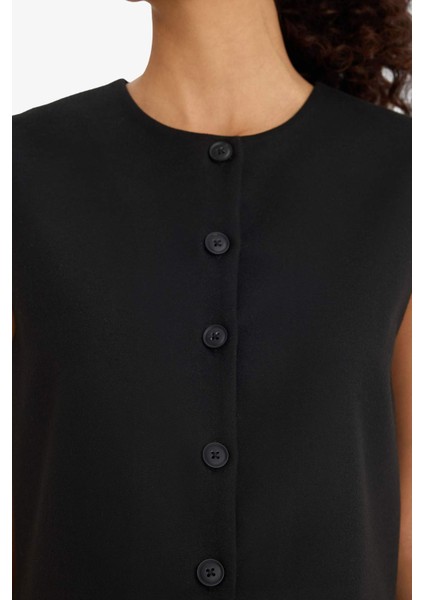 Bisiklet Yaka Basic Düz Düğmeli Blazer Yelek E0571AX24AU
