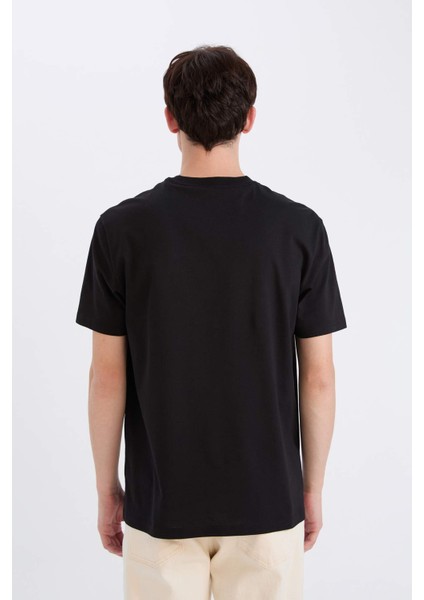 %100 Pamuk Regular Fit Bisiklet Yaka Baskılı Kısa Kollu Tişört D5561AX25SP