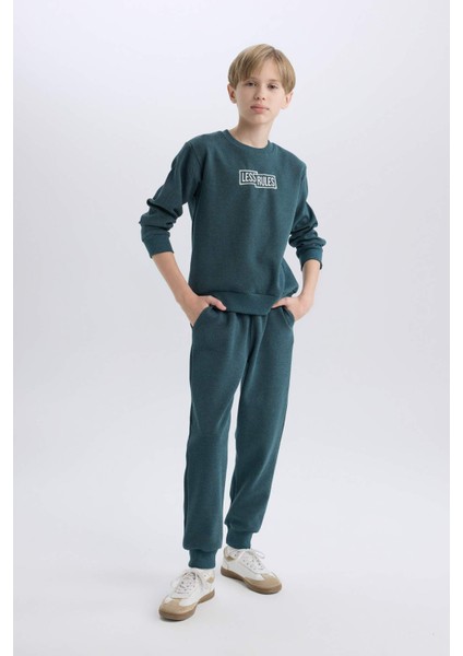 Erkek Çocuk 2'li Takım Baskılı Sweatshirt Beli Lastikli Eşofman Altı D9853A825SP