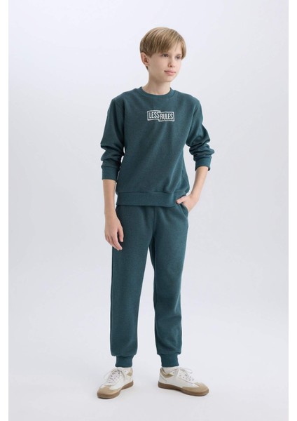 Erkek Çocuk 2'li Takım Baskılı Sweatshirt Beli Lastikli Eşofman Altı D9853A825SP