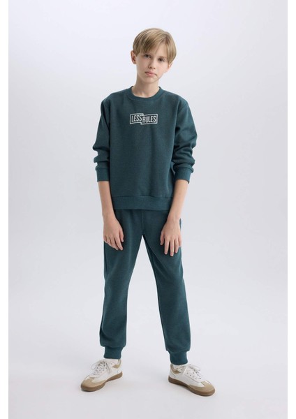 Erkek Çocuk 2'li Takım Baskılı Sweatshirt Beli Lastikli Eşofman Altı D9853A825SP