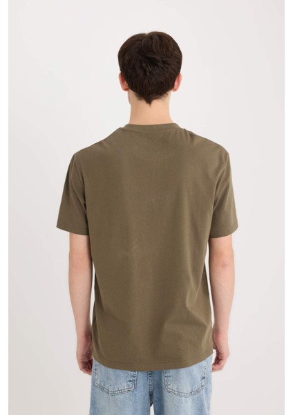 %100 Pamuk Regular Fit Bisiklet Yaka Baskılı Kısa Kollu Tişört D6204AX25SP