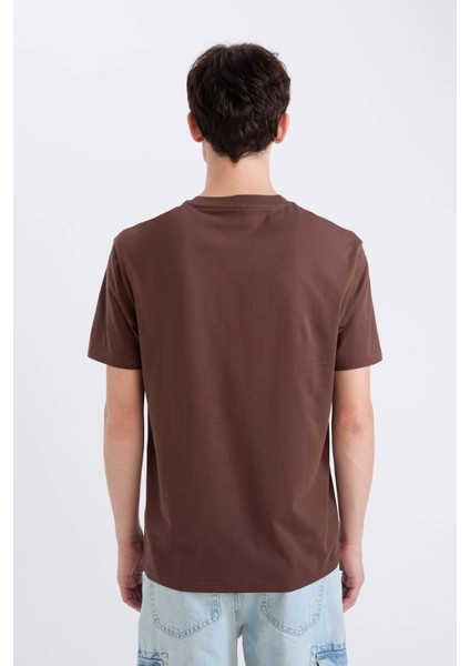 %100 Pamuk Regular Fit Bisiklet Yaka Baskılı Kısa Kollu Tişört D5559AX25SP