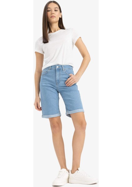 Normal Bel Katlamalı Paça Jean Bermuda Şort A1958AX25SM