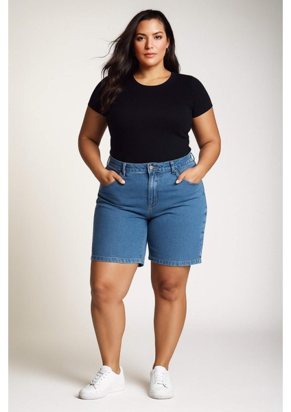 Normal Bel Katlamalı Paça Jean Bermuda Şort A1958AX25SM