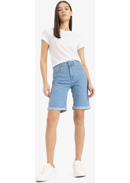 Normal Bel Katlamalı Paça Jean Bermuda Şort A1958AX25SM