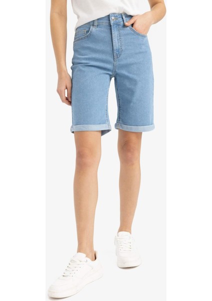 Normal Bel Katlamalı Paça Jean Bermuda Şort A1958AX25SM