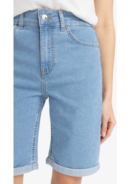 Normal Bel Katlamalı Paça Jean Bermuda Şort A1958AX25SM