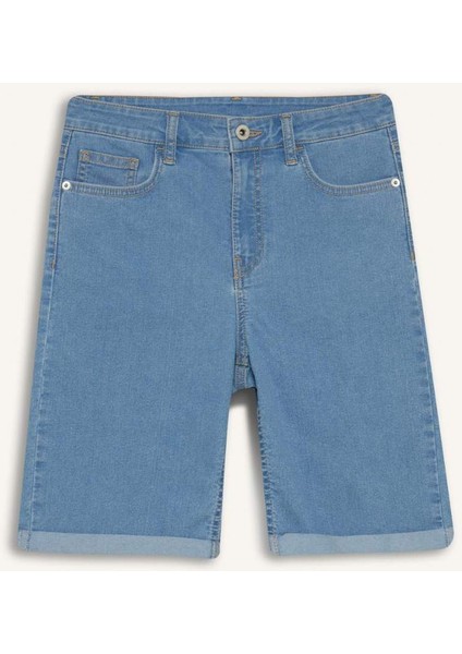 Normal Bel Katlamalı Paça Jean Bermuda Şort A1958AX25SM