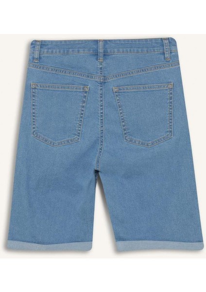 Normal Bel Katlamalı Paça Jean Bermuda Şort A1958AX25SM