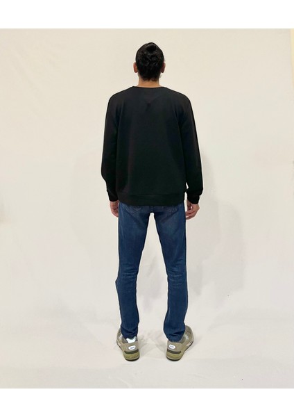 Erkek Bisiklet Yaka Rahat Kalıp 3 Iplik Kalın Ar Nakışlı Sweatshirt SPR24SW33 fırsatları