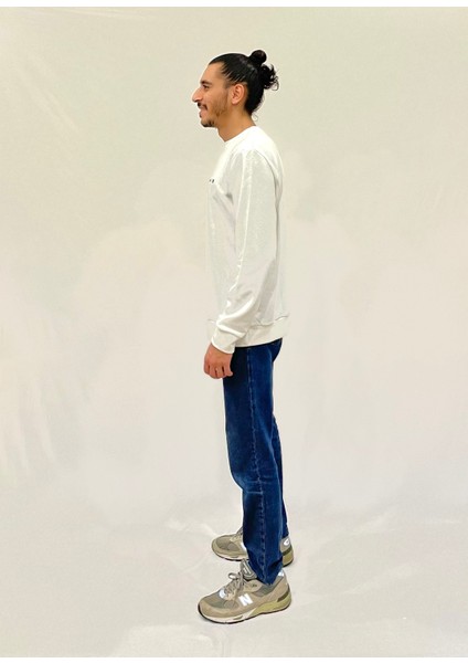 Erkek Bisiklet Yaka Rahat Kalıp 3 Iplik Kalın Ar Nakışlı Sweatshirt SPR24SW33 fiyatları