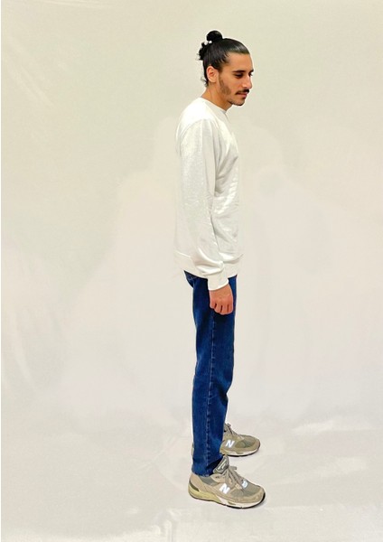 Erkek Bisiklet Yaka Rahat Kalıp 3 Iplik Kalın Ar Nakışlı Sweatshirt SPR24SW33 modelleri