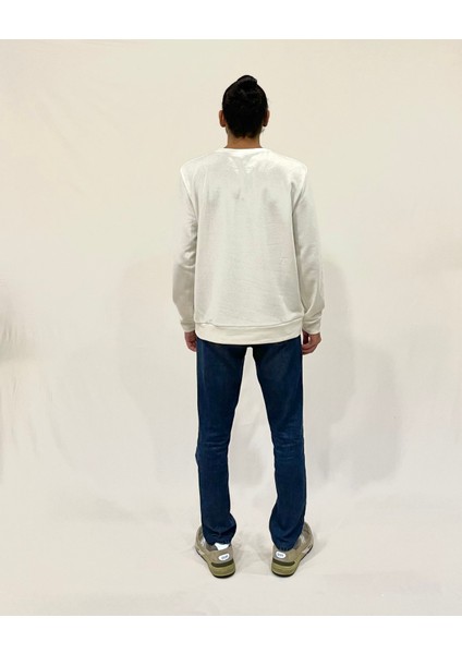 Erkek Bisiklet Yaka Rahat Kalıp 3 Iplik Kalın Ar Nakışlı Sweatshirt SPR24SW33 fırsatları