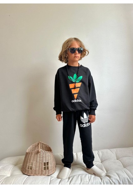 Havuç Baskılı Sweatshirt-Eşofman Altı Mevsimlik Erkek Çocuk Takım