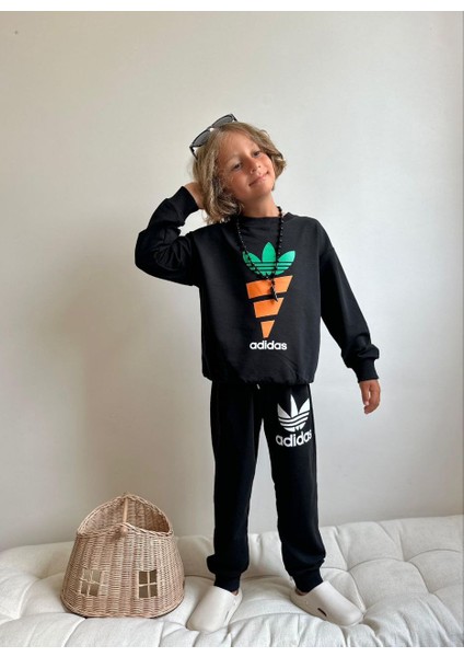 Havuç Baskılı Sweatshirt-Eşofman Altı Mevsimlik Erkek Çocuk Takım fiyatları