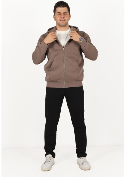 5487 Fermuarlı Kapşonlu Kanguru Cep 3 Iplik Şardonlu Sweat modelleri