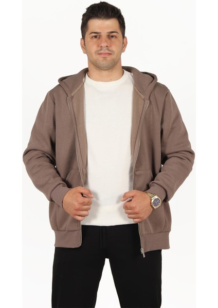 5487 Fermuarlı Kapşonlu Kanguru Cep 3 Iplik Şardonlu Sweat fırsatları