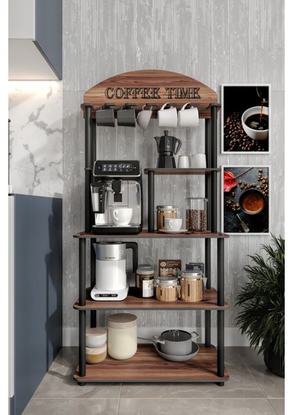 Coffee Time Dekoratif Kahve Standı Çok Amaçlı Dolap Ceviz fiyatları