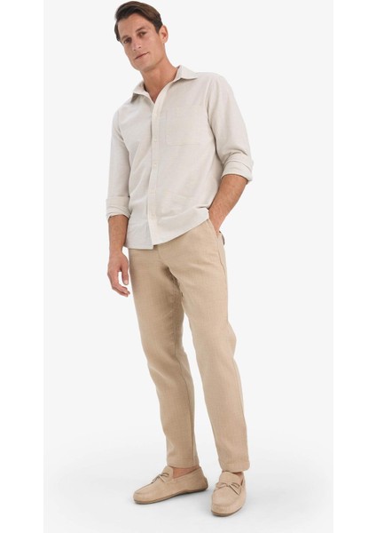 %100 Pamuk Yazlık Jogger Pantolon Regular Fit Normal Kesim Keten Görünümlü Düz Paça Cepli B4138AX25SP