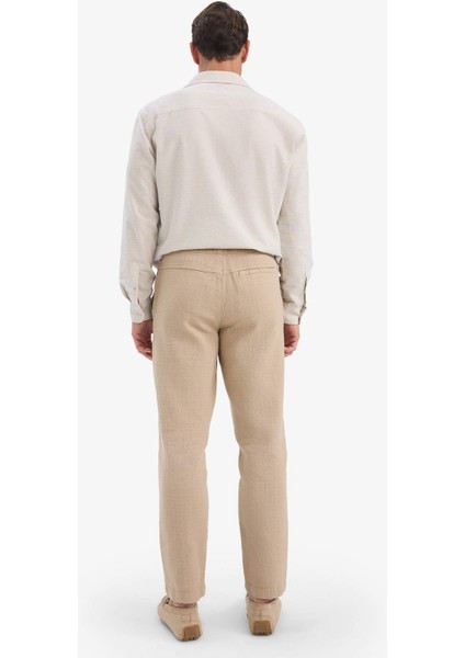 %100 Pamuk Yazlık Jogger Pantolon Regular Fit Normal Kesim Keten Görünümlü Düz Paça Cepli B4138AX25SP