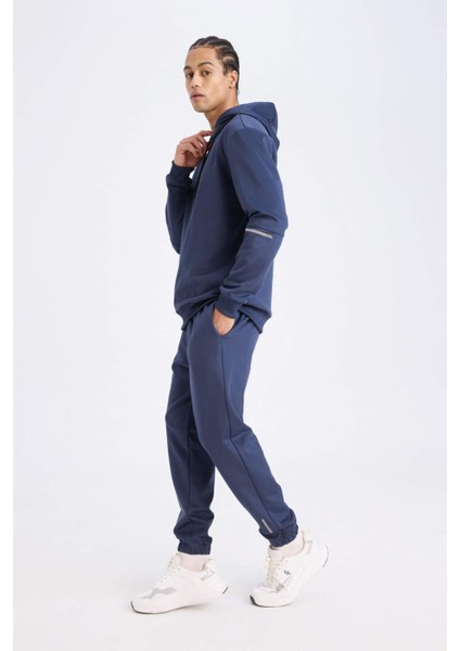 Fit Sporcu Jogger Eşofman Altı Standart Fit Basic Düz Cepli Beli Paçası Lastikli D3742AX24WN