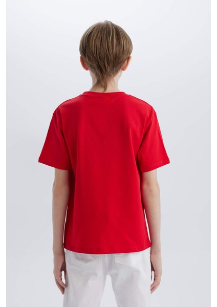 Erkek Çocuk Bisiklet Yaka Atatürk Baskılı Kısa Kollu Tişört B6938A825SM