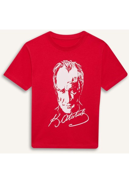 Erkek Çocuk Bisiklet Yaka Atatürk Baskılı Kısa Kollu Tişört B6938A825SM