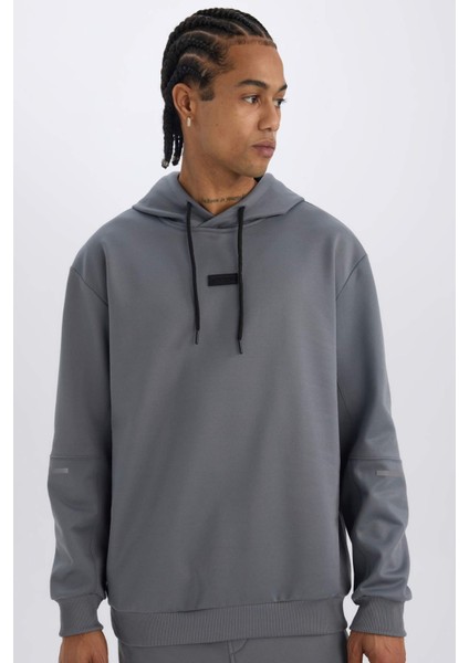 Fit Standart Fit Kapüşonlu Basic Düz Sporcu Sweatshirt D3736AX24WN