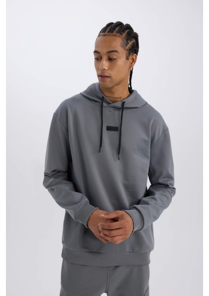 Fit Standart Fit Kapüşonlu Basic Düz Sporcu Sweatshirt D3736AX24WN
