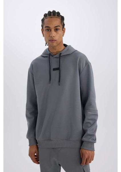 Fit Standart Fit Kapüşonlu Basic Düz Sporcu Sweatshirt D3736AX24WN