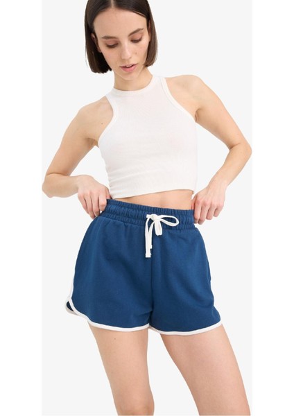 Regular Fit Beli Lastikli Bağcıklı Kalın Mini Şort A6224AX25SM