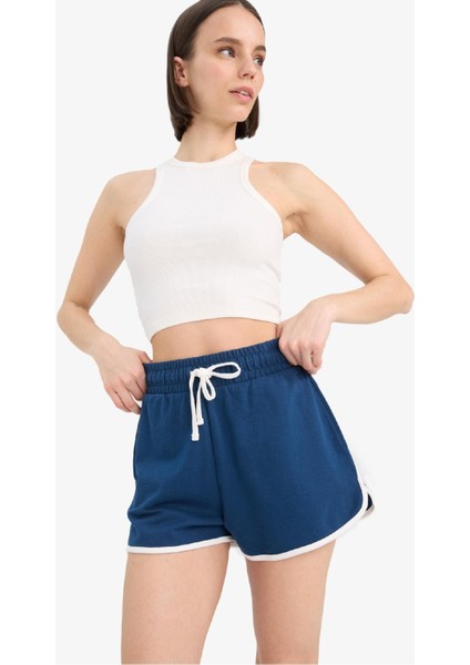 Regular Fit Beli Lastikli Bağcıklı Kalın Mini Şort A6224AX25SM