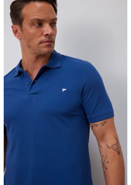 %100 Pamuk Slim Fit Dar Kesim Polo Yaka Kısa Kollu Tişört D7665AX25SP