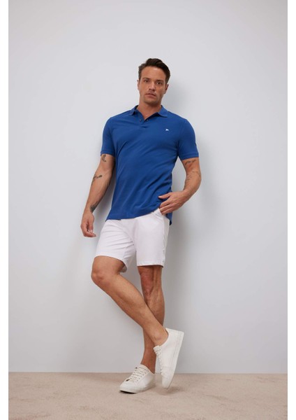 %100 Pamuk Slim Fit Dar Kesim Polo Yaka Kısa Kollu Tişört D7665AX25SP