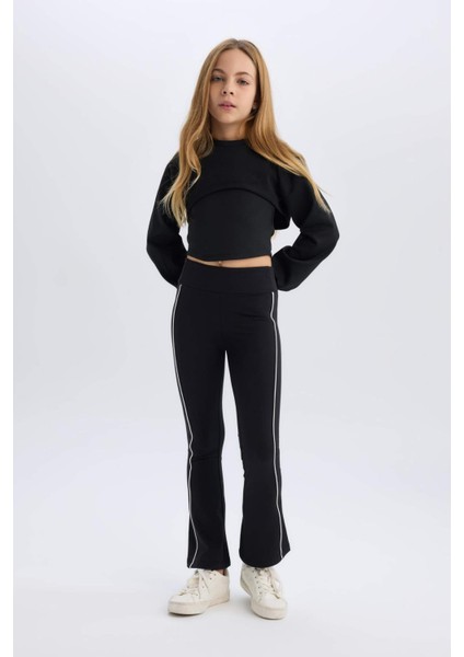 Kız Çocuk Beli Lastikli Biyeli Uzun Tayt D9821A825SP