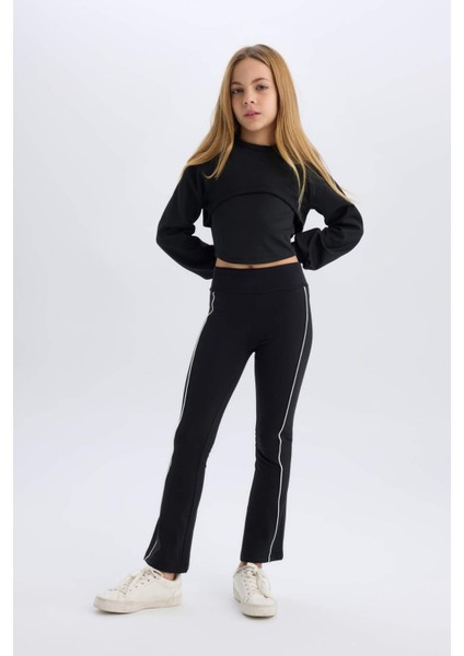 Kız Çocuk Beli Lastikli Biyeli Uzun Tayt D9821A825SP