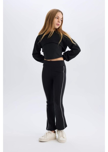 Kız Çocuk Beli Lastikli Biyeli Uzun Tayt D9821A825SP