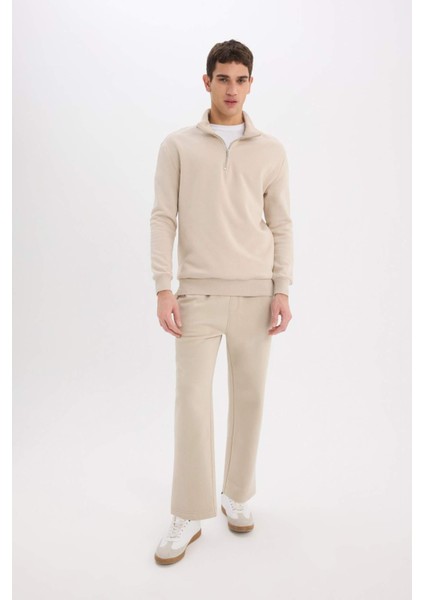 Regular Fit Eşofman Altı İçi Polarlı Basic Düz Cepli Beli Bağcıklı Düz Paça D7836AX25SP