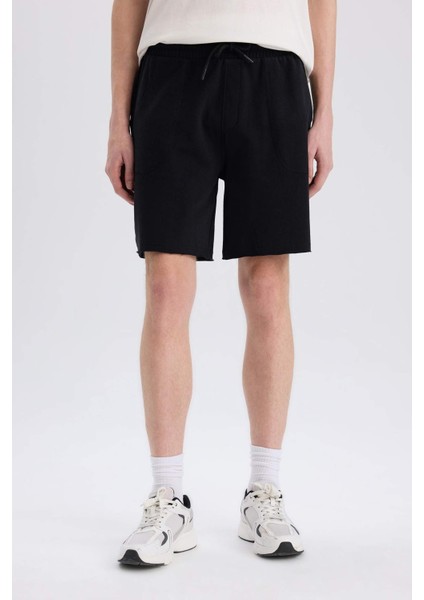 %100 Pamuk Slim Fit Dar Kesim Dar Paça Cepli Basic Düz Şort B8673AX25SM