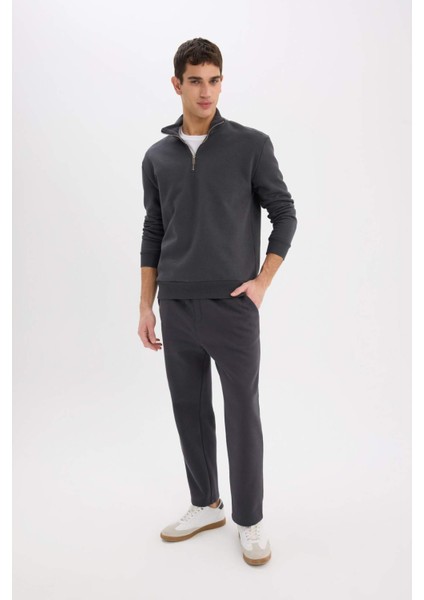 Regular Fit Eşofman Altı İçi Polarlı Basic Düz Cepli Beli Bağcıklı Düz Paça D7836AX25SP