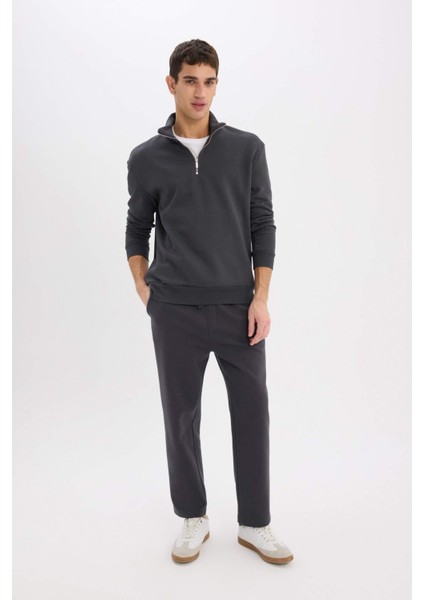 Regular Fit Eşofman Altı İçi Polarlı Basic Düz Cepli Beli Bağcıklı Düz Paça D7836AX25SP